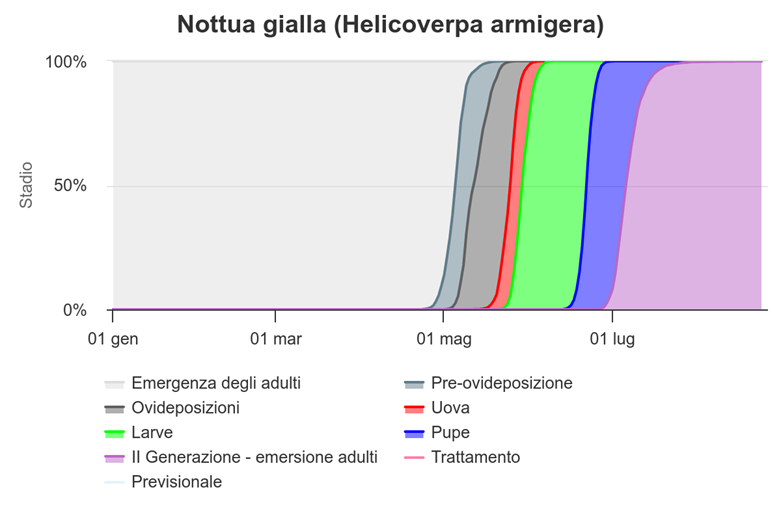 Modello previsionale di difesa di Agricolus per la nottua gialla del pomodoro